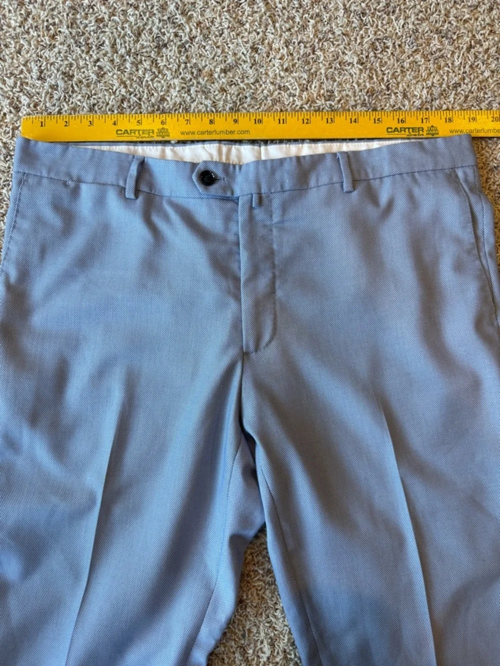 ZARA Mens 36x28 Straight Fit Light Blue Flat Front Trouser Dress Suit Pants